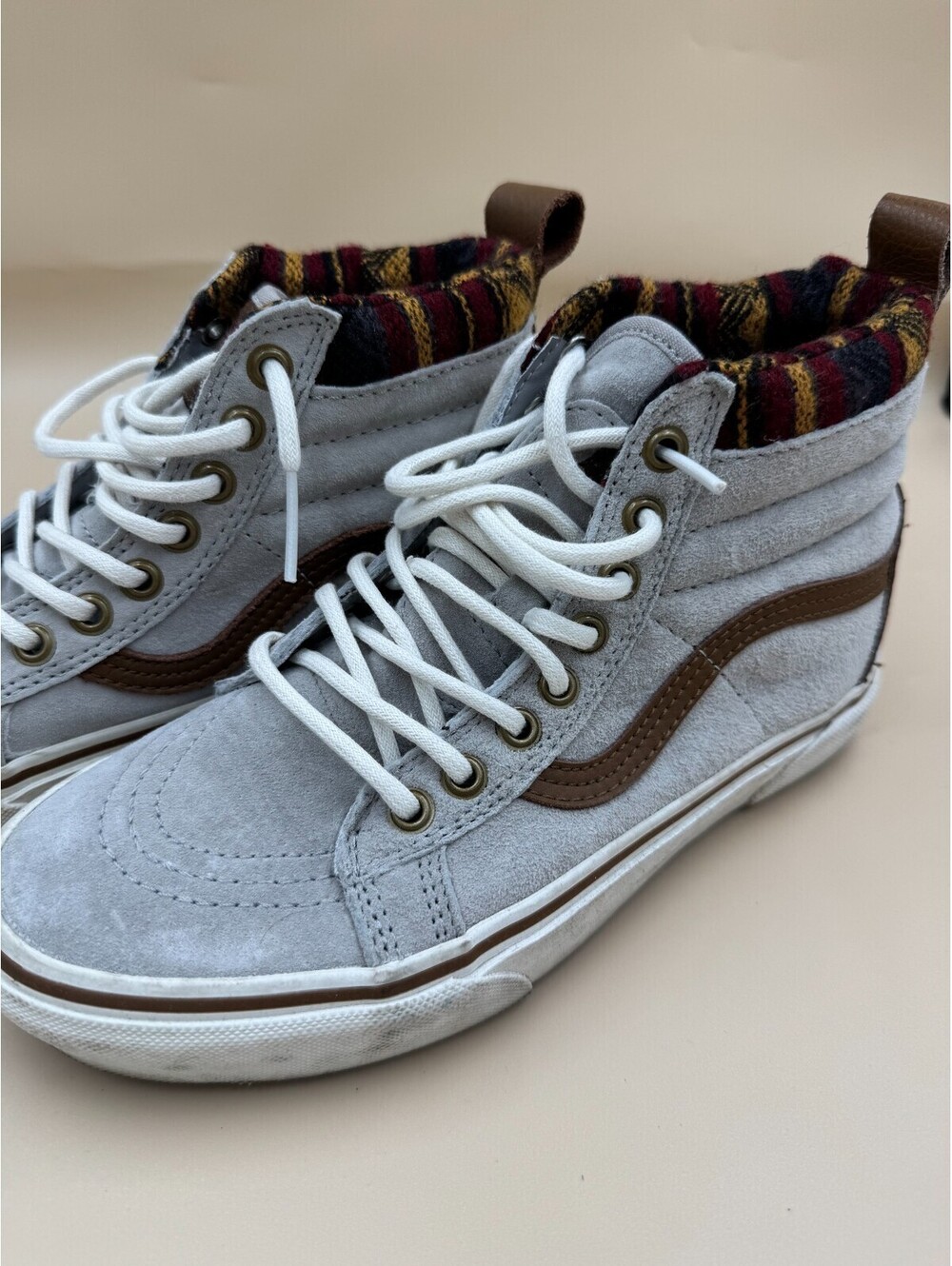 Vans Sk8-Hi MTE Shoes Mens 6 Womens 7.5 Tan Brown Scotchgard High Top Leather GC
